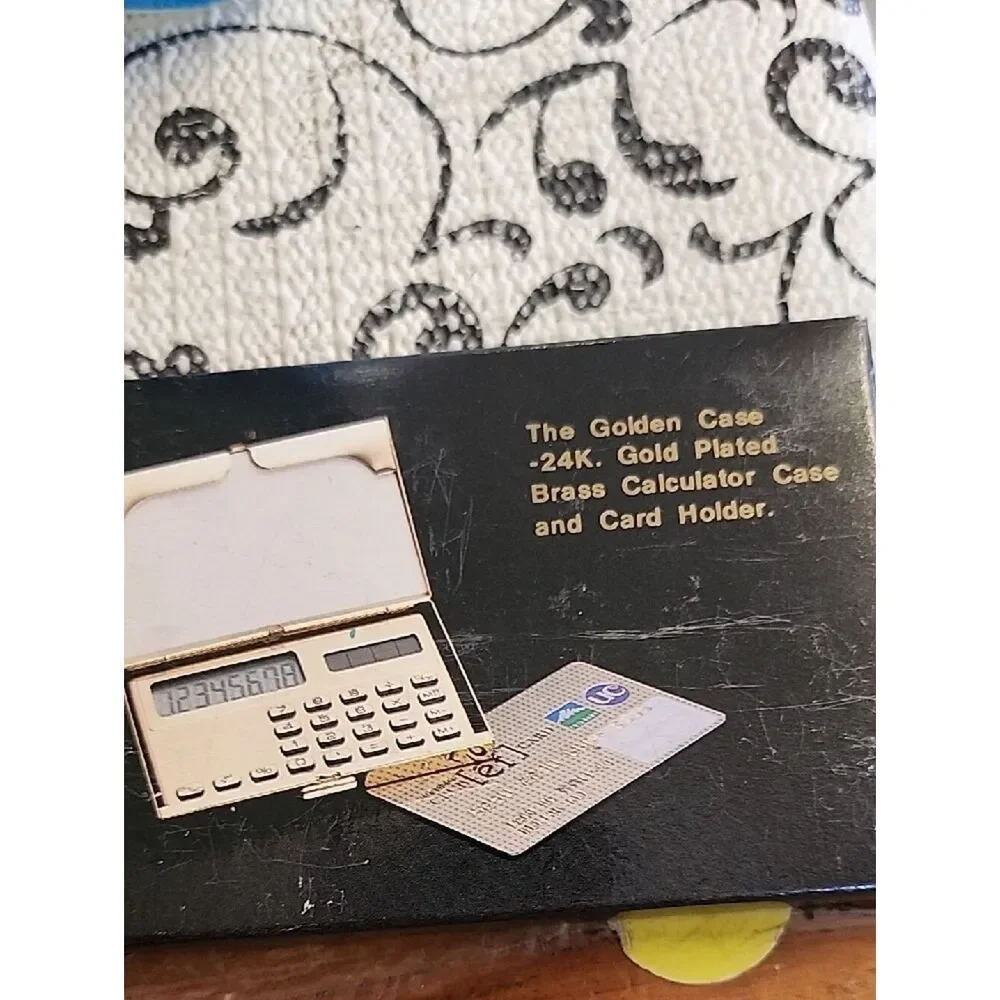 The Golden Case Vintage Calculator/Business Card Holder